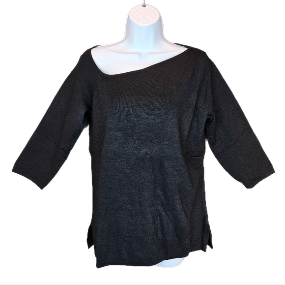 Silk Assets DVF Pull Over Silk Blend  Black Sweater Asymmetrical Neckline - Picture 1 of 9